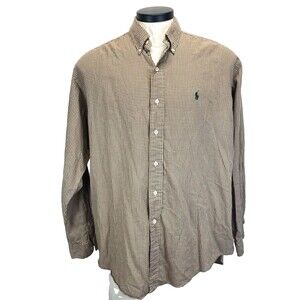Ralph Lauren Blake Shirt Men's Large 16-34.5 Check Button Up/Down Long Sleeve